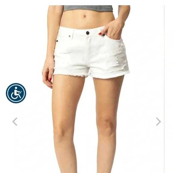 Kancan white distressed denim shorts size medium (26-27 waist) - Picture 1 of 7